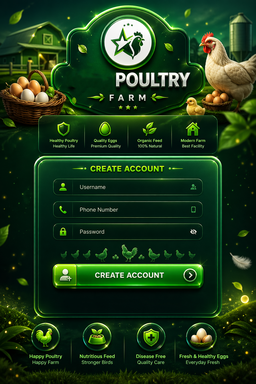 ROZGAR META Egg green register screen